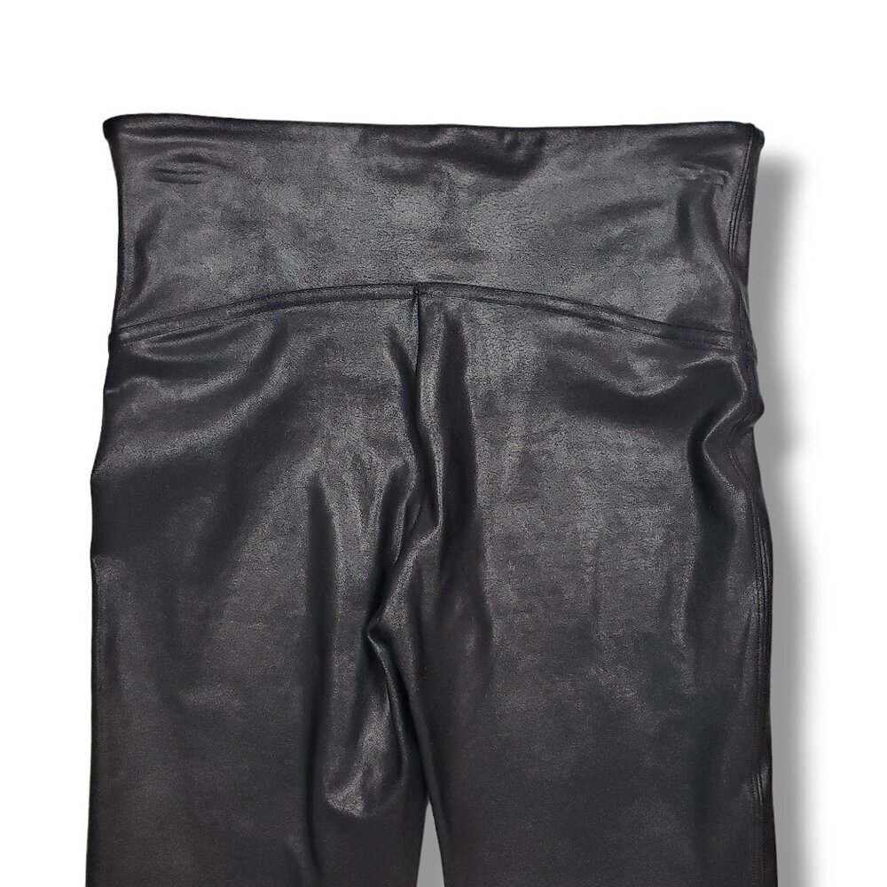 Spanx Faux Leather Leggings Womens Small Black Shaping Pull On - Picture 4 of 7
